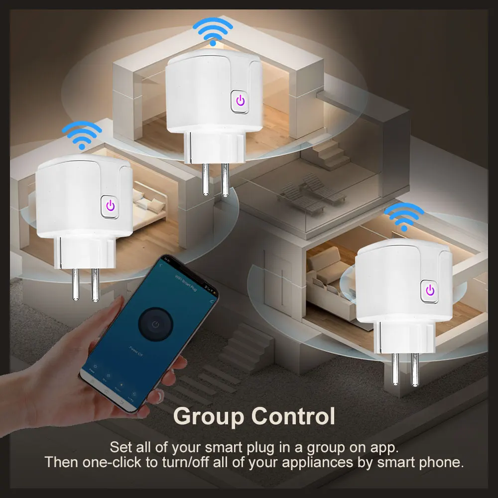 Tuya WiFi Smart Plug 16A/20A EU Smart Socket With Power Monitor Timing Smart Lif