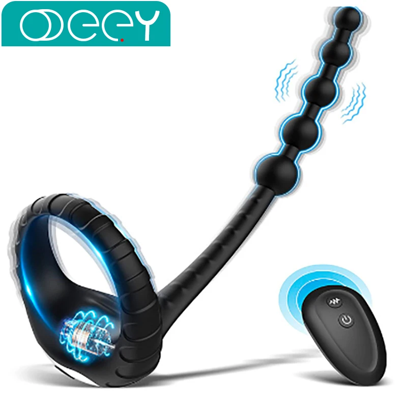 Penisring-Vibrator mit Analperlen, Buttplug, 10, Vibration, ferngesteuerter Analplug, Prostata-Massagegerät, Paare, Sexspielzeug für Männer