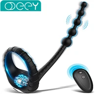 Penisring-Vibrator mit Analperlen, Buttplug, 10, Vibration, ferngesteuerter Analplug, Prostata-Massagegerät, Paare, Sexspielzeug für Männer
