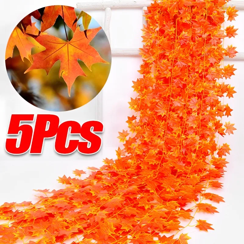 

5/1PCS Artificial Maple Leaves String Home Decoration Autumn Maple Leave Vine String Garland Fake Foliage Home Garden Decoration