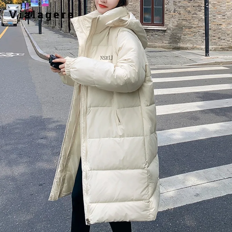 

Women's Casual Letter Print Long Sleeve Outerwear Hood Maxi X-Long Parkas Jacket 2023 Winter Oversized Single Breasted Warm Coat