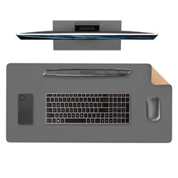 Elegant Dual - Sided Leather Desk Mat Protector - Versatile Large Mouse and Writing Pad - 90x43 cm (Dark Gray)