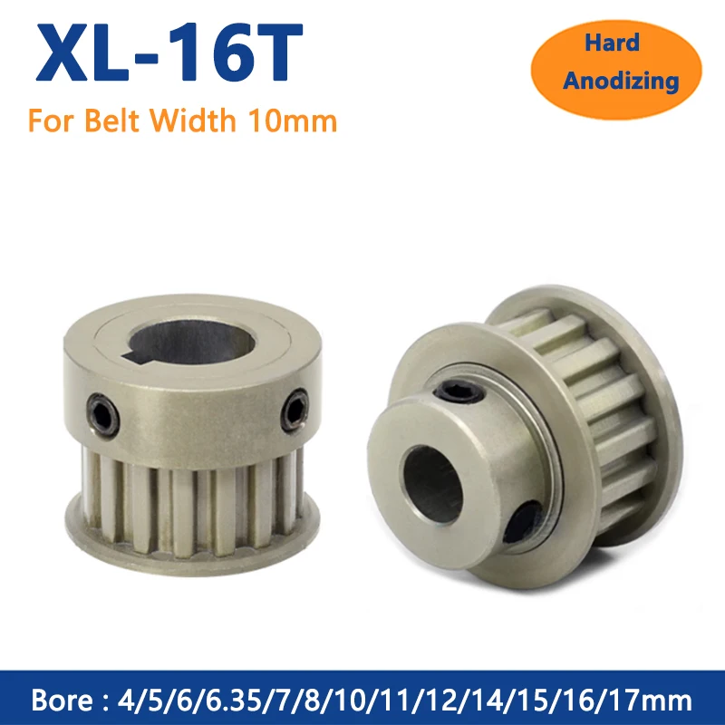 

1pc 16 Teeth XL Timing Pulley 16T Hard Anodized Aluminium Synchronous Wheel Bore 4 5 6 6.35 7-17mm for Belt Width 10mm BF K Type