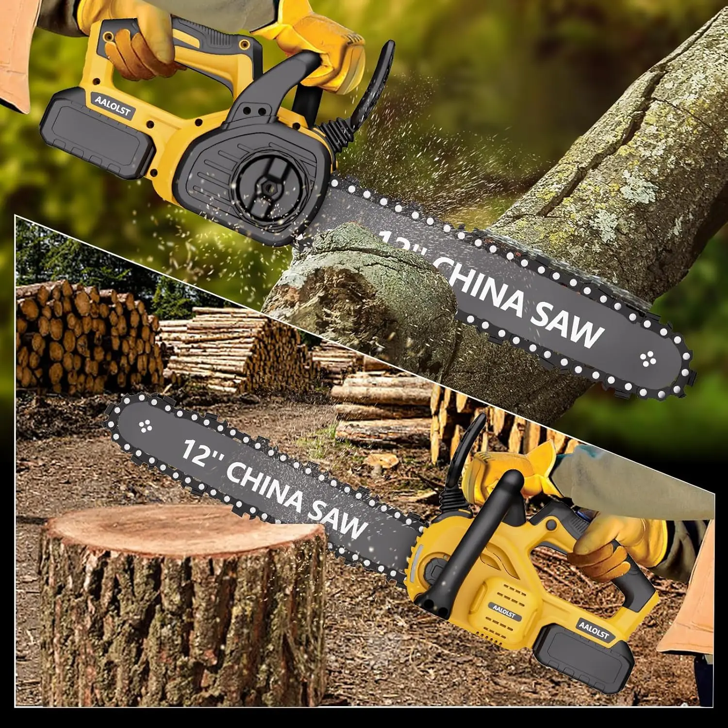 12" Cordless Chainsaw Handheld Garden Electric Chain Saw for Tree Branch Wood Cutting for DeWalt 20v Battery 6
