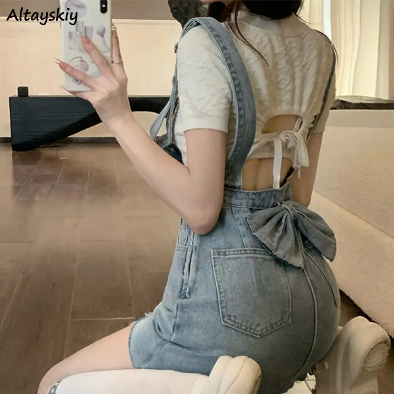Sleeveless Dresses Bows Denim Mini Summer S-5XL Vestidos De Mujer Clothing Straps Casual All-match New Arrival Streetwear Classy