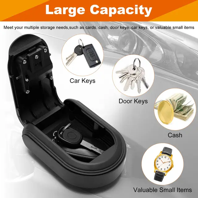 Magnetic Key Box with Combination Lock Car Key Lock Box with Strong Magnet to Hide Spare Keys Indoors Outdoors Magnetic Holder 4