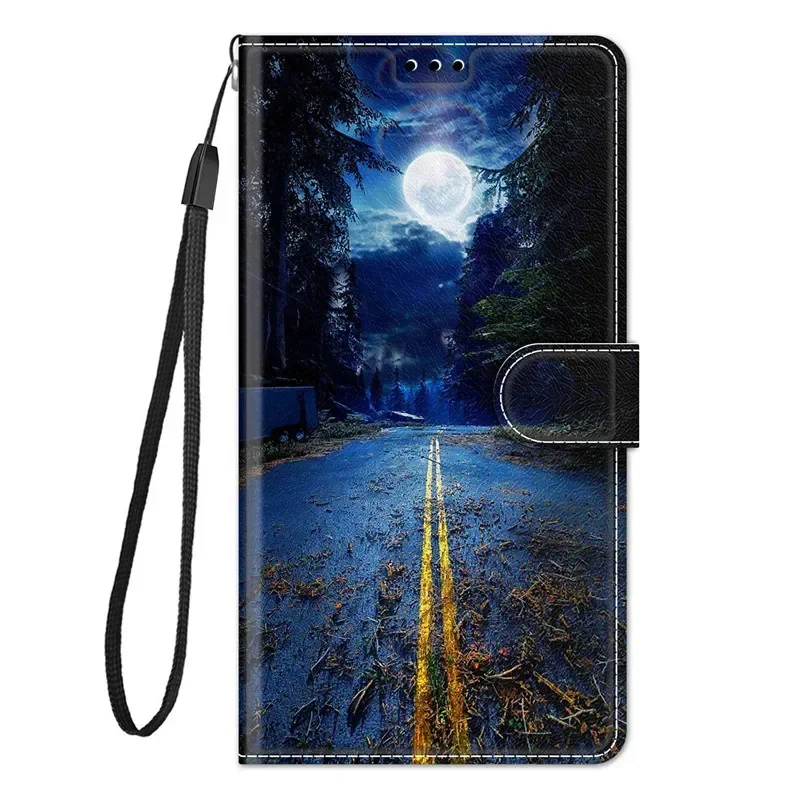 Leather Wallet Phone Case - Magnetic Flip Cover with Stand and Artistic Design
