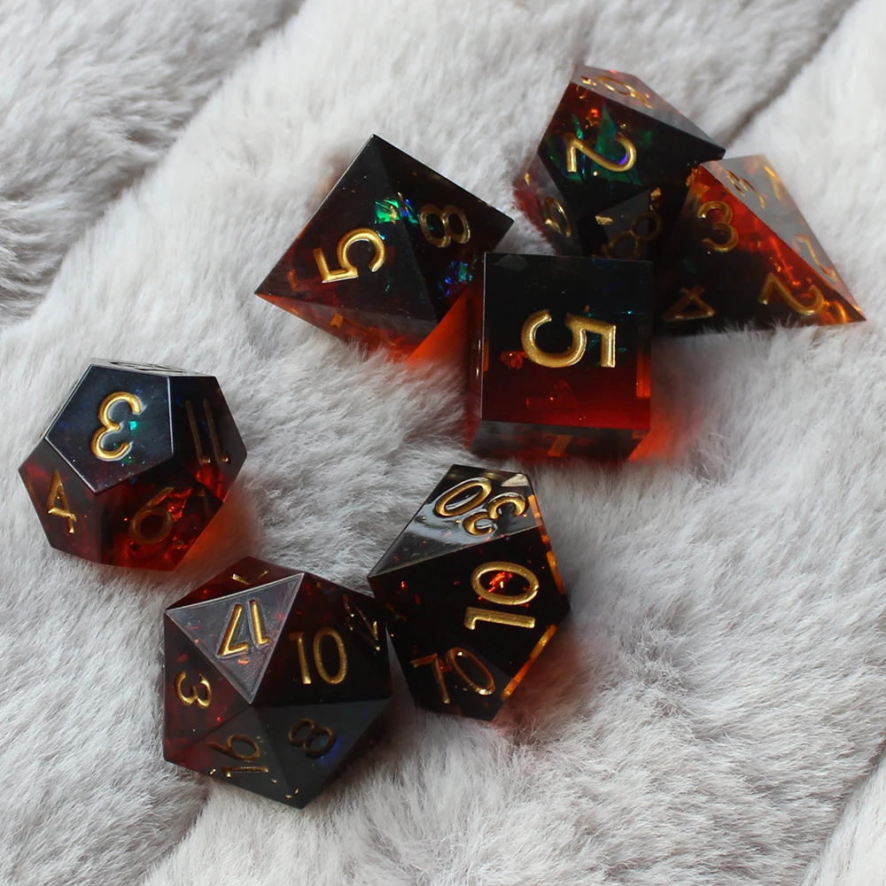Resin Dice 7PCs Dnd Set game dice dice set Solid Polyhedral D&D Dice DND For Role Playing Rpg Rol Pathfinder Board Game Dragon Scale Gifts