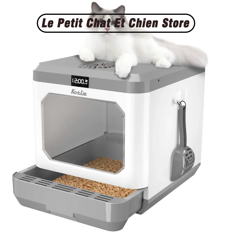 

Automatic Cat Litter Box Includes Charcoal Filter, Built-in Scale Smart Home App with Voice Control self cleaning litter box