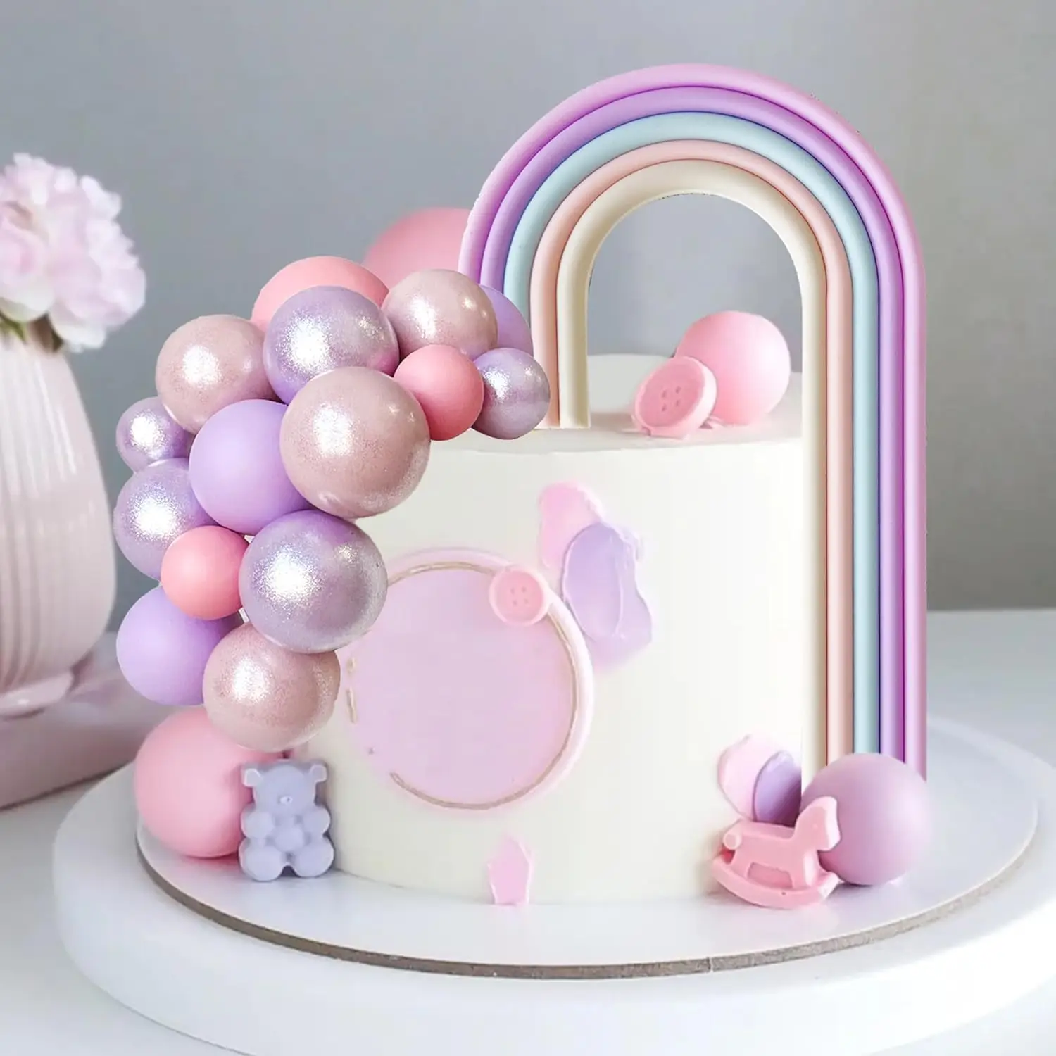 Regenbogen-Kuchendekoration – 28-teiliges Set Mit Bunten Kugeln Für Hochzeiten, Baby- & Geburtstagspartys