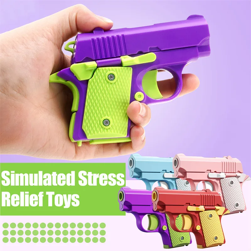 

3D Printed Model Gravity Straight Jump Mini Toy Gun Non-firing Cub Radish Toy Knife Kids Stress Relief Toy Christmas Gift Boy