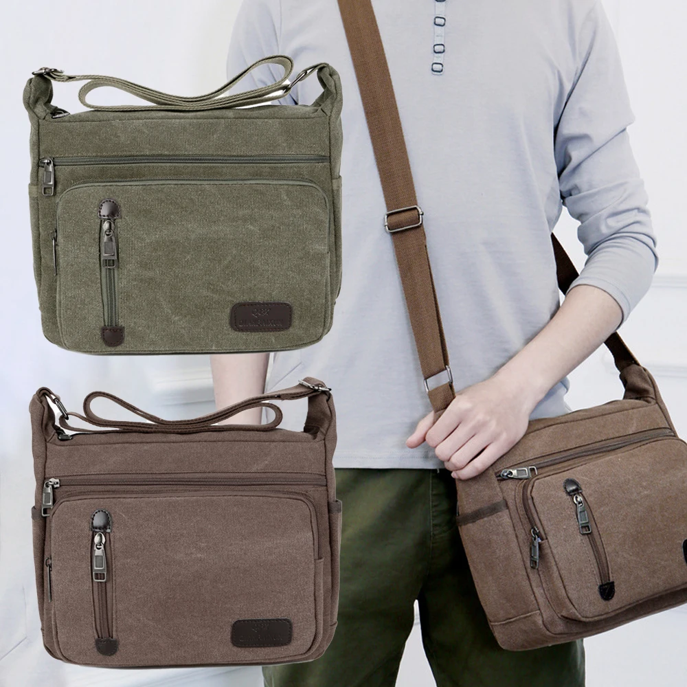 Retro Men's Canvas Shoulder Messenger Bag Crossbody Satchel Travel Bag