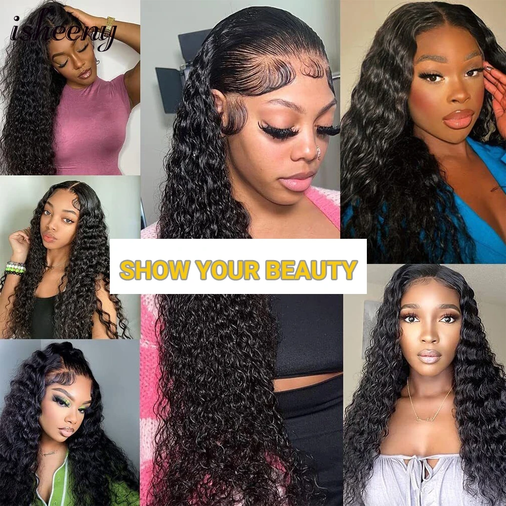 isheeny Loose Deep Wave Human Hair Bundles No Sewing Brazilian Virgin Human Hair Natural Black Color 1B 100G 8"-30" Bulk