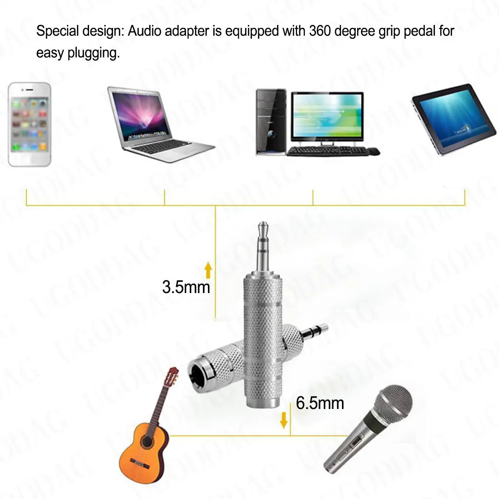 Headphone Adapter 6.35 mm Male to 3.5 mm Female Wear-resistant Jack Converter