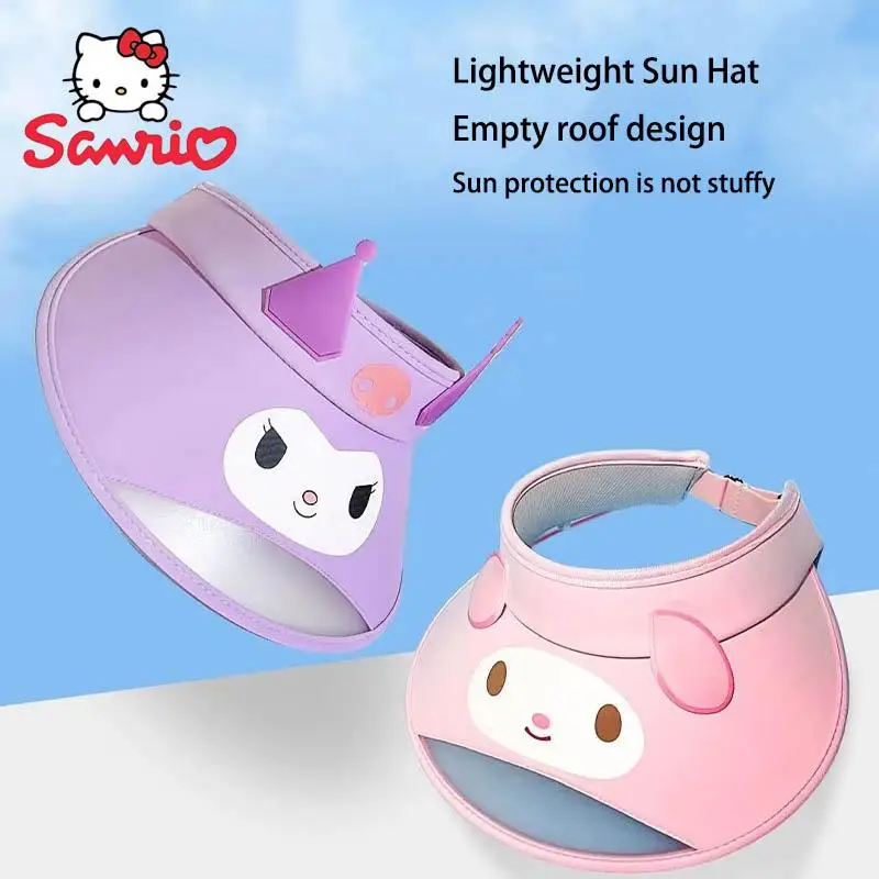 

Sanrio My Melody Kuromi Summer Empty Roof Sun Protection Hat Anti-Uv Short Eaves Ice Silk Sun Hat Breathable Girlfriend Gift