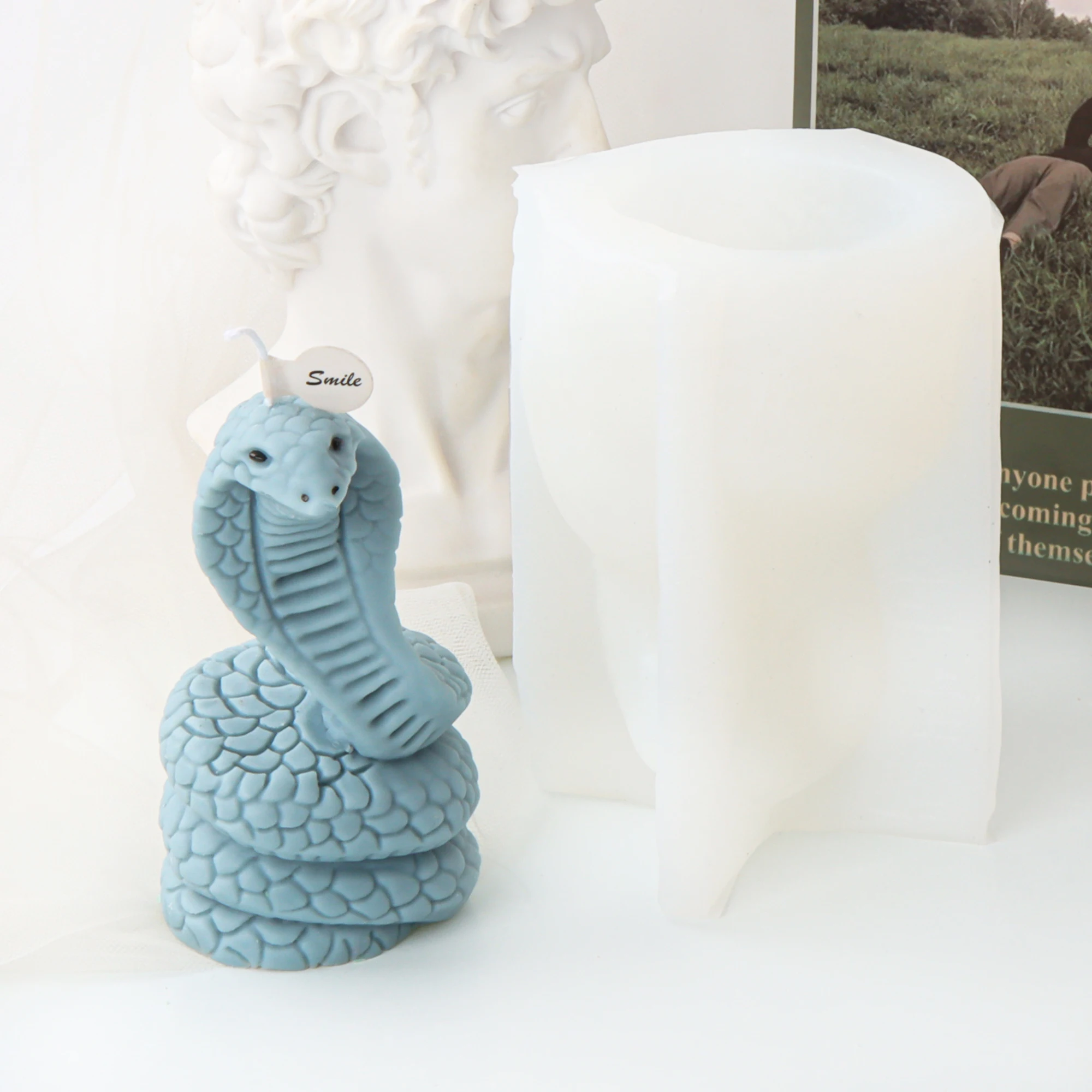 3D Snake Silicone Mold Making Aromatherapy Candle DIY Cobra Silicone Eggshell Dragon Resin Ceramic Clay Mould Home Craft Decor