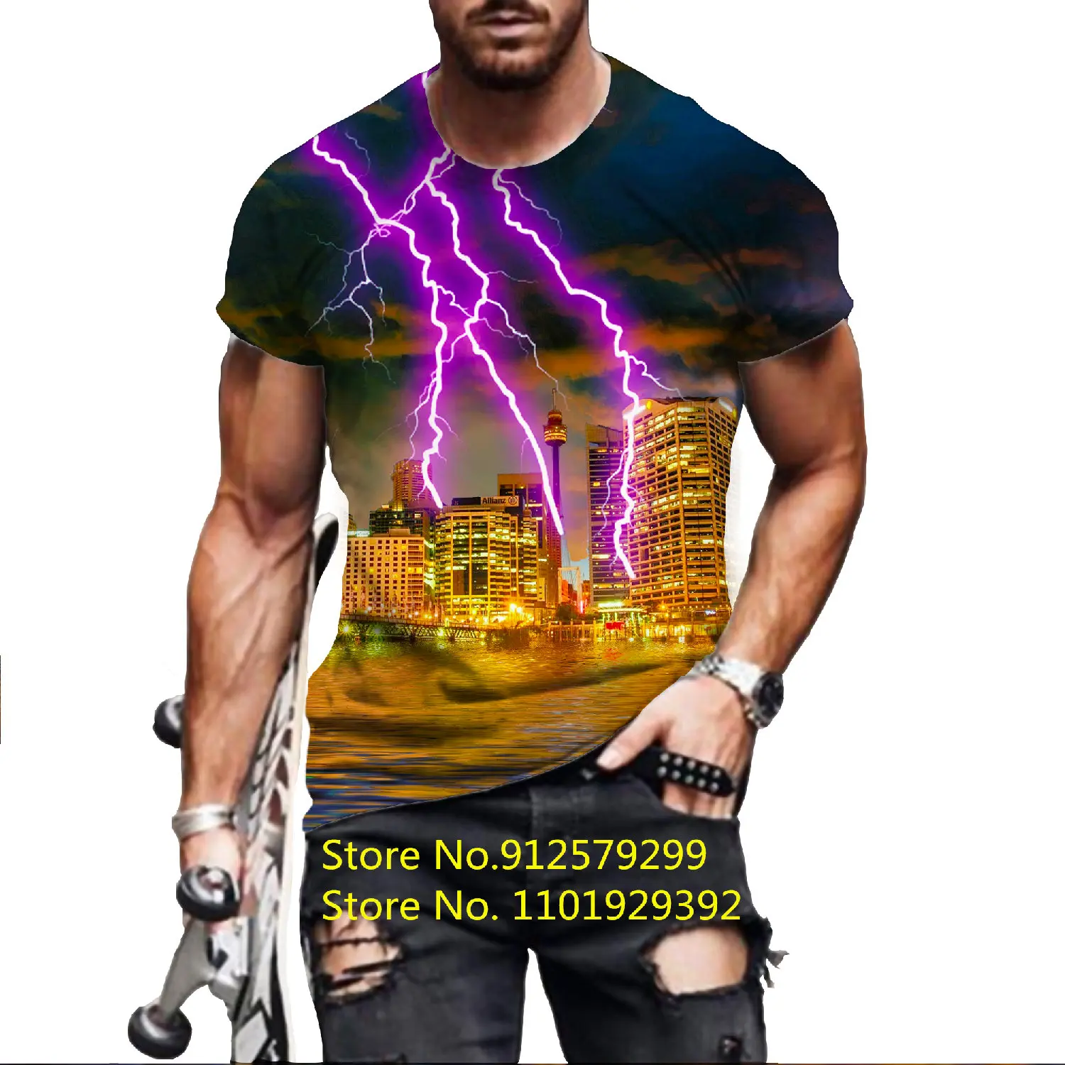 

Summer New Men's Casual T-Shirt Cool Fashion Lightning 3D Printed T Shirts for Men Short Sleeve Tee