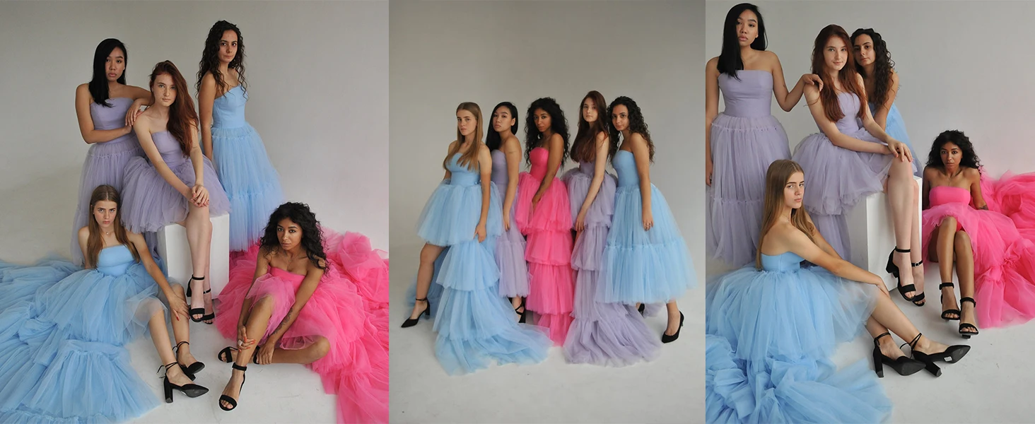 Trägerlose Tüll-Ballkleider 2024