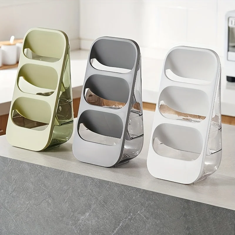 1pc Utensil Rack, Home Chopsticks Fork Knife Storage Rack, 3-Grids Washable Wall-mounted Desktop Shelf Threeopsticks Cage, Kitc 6