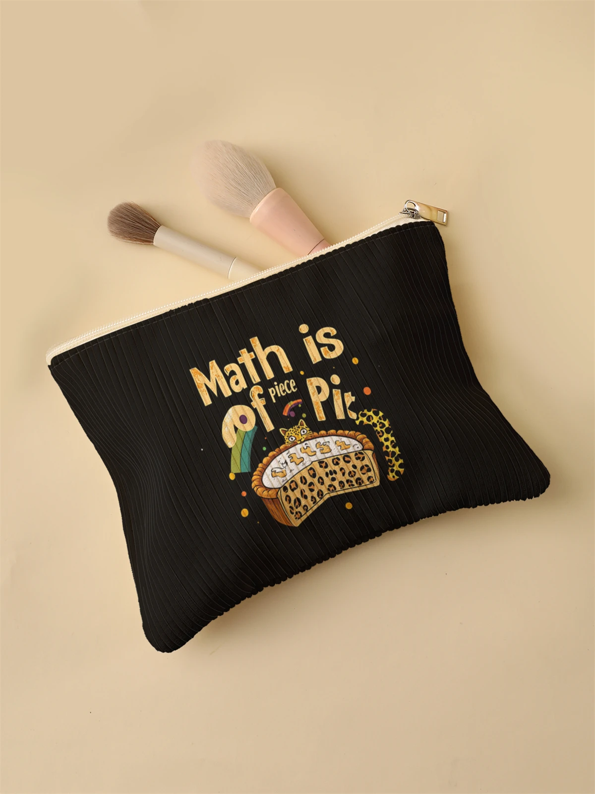 Women's Corduroy Travel Cosmetic Bag Portable Large Capacity Makeup Storage Organizer Zipper Clutch Purse Make up Bag