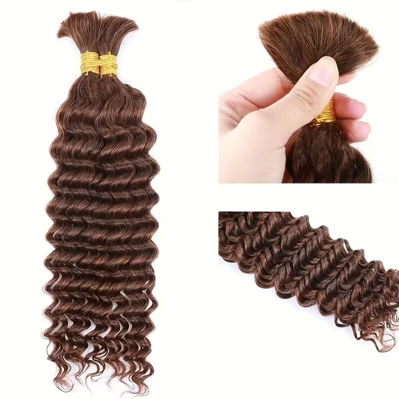 2 Bundles Human Hair Bulk For Braiding Colored Chocolate Brown Human Hair Extensions 110g Per Pack Curly Boho Hair For Braidings Sfd5d0433287147a9a7cc6be96dffb4f04