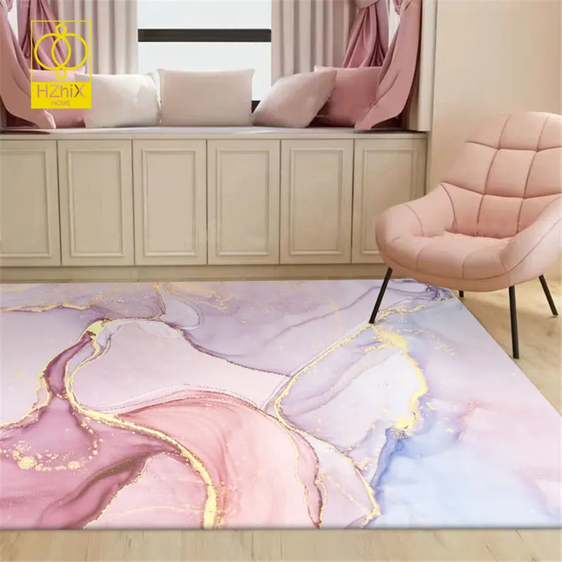 

Marble Abstract Carpet Pink Gold Oil Painting Girls Room Romantic Rugs Bedroom Beside Area Mat Balcony Hallway Welcome Doormat