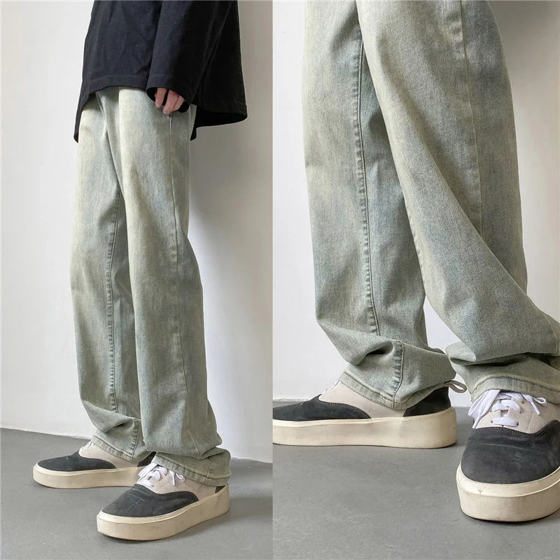

2022 Men's Fashion Nostalgic Baggy Homme Casual Pants Classic Cargo Pocket Jeans Biker Denim Blue Color Trousers Plus Size M-2XL