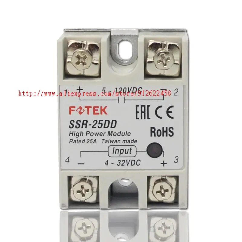 

10 шт SSR-25DD Однофазное твердотельное реле 25A/110V DC control DC SSR25DD