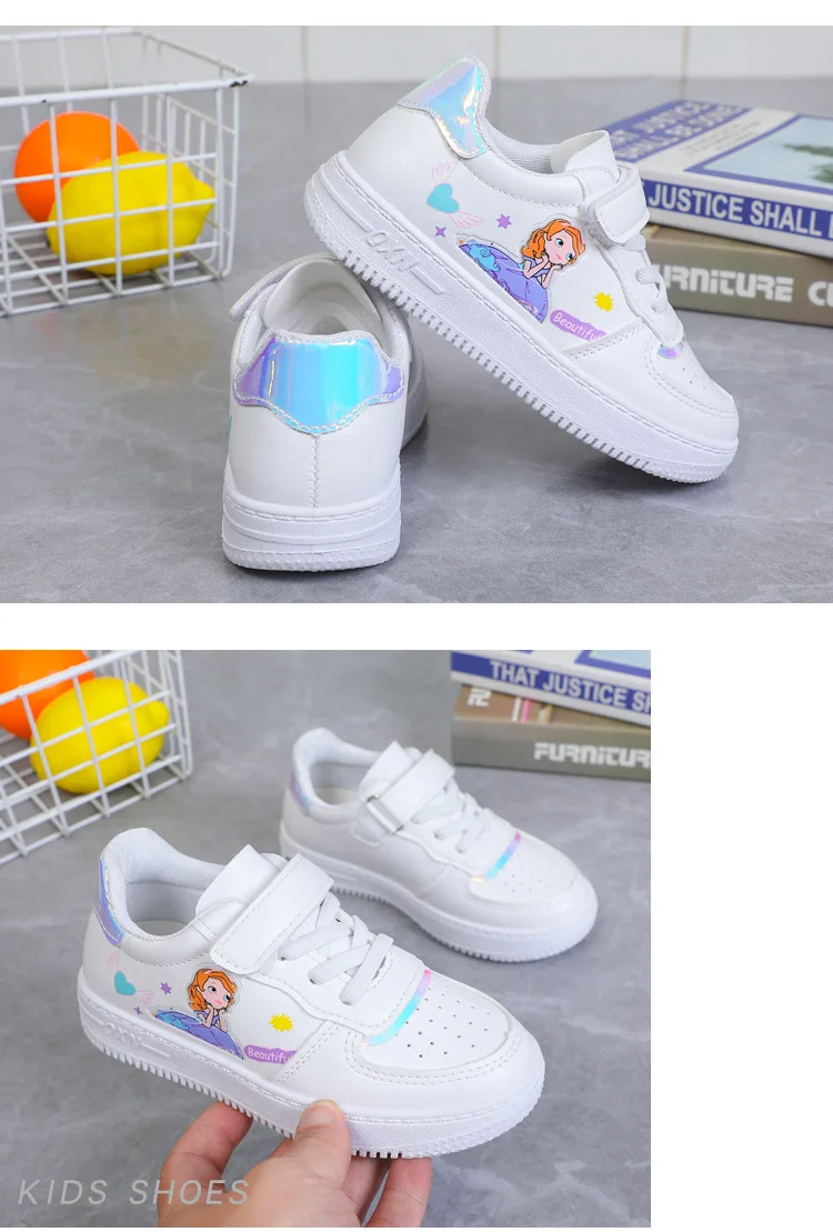 Scarpe da tennis per bambini principessa dei cartoni animati, scarpe da corsa per bambini, scarpe sportive traspiranti, ganci, rosa e bianco, ragazzi e ragazze_voghion.com