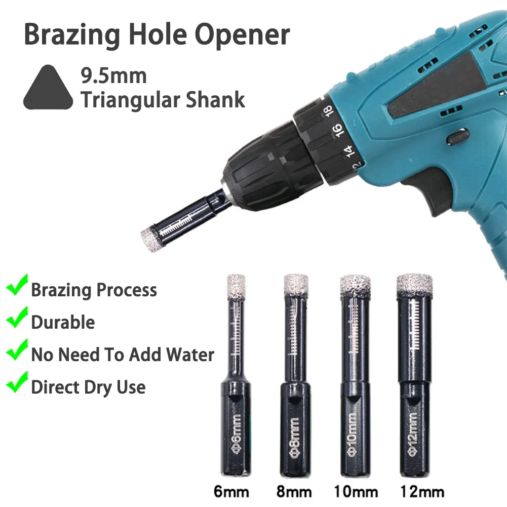 6/8/10/12mm Dry Diamond Brazing Hole Opener Drill Core Bits Saw Cutter For Ceramic Glass Marble Tile Granite Marble Drilling