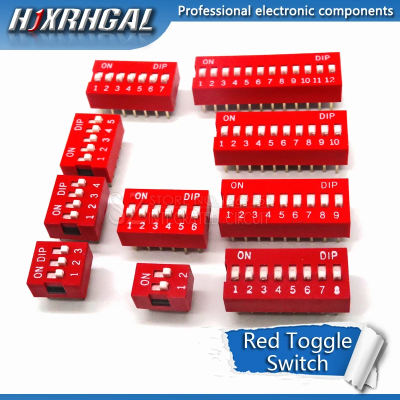 100PCS Slide Type Toggle Switch with Red Snap Design