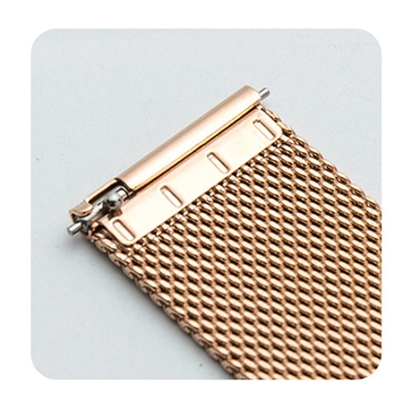 Luxurious Milanese Stainless Steel Metal Watch Band Bracelet - Black & Rose Gold Finish