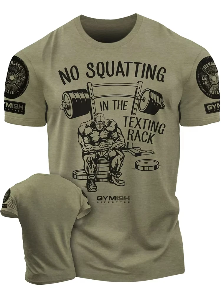 3D Printed Workout T-Shirt Men's Short Sleeves Muscle Man Funny Gym T-Shirt