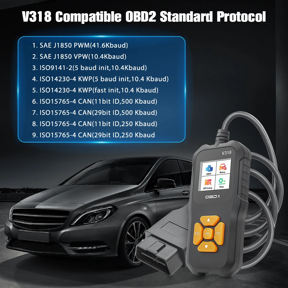 V318 OBD2 Car Diagnostic Scan Tool Automotive ODB2 Code Reader with Russian OBD 2 Scanner Auto Tools PK ELM 327 V 1.5 4