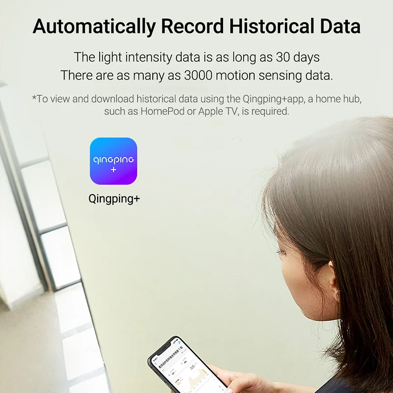 Qingping Ambient Light Sensor Smart PIR Motion Sensor Wireless Connection Work with HomeKit Thread smart motion sensor