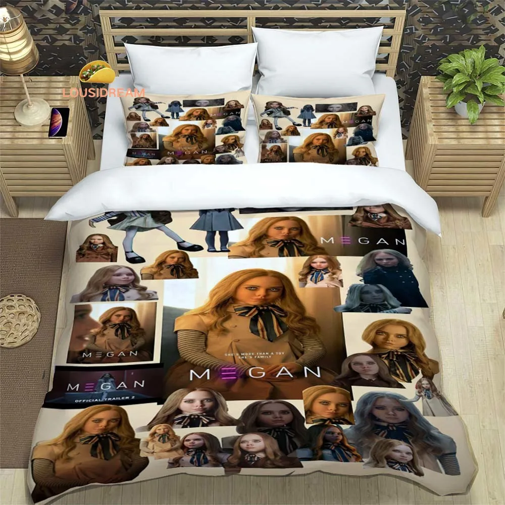 

Horror Movie M3GAN Sheets Quilt Covers Bedding Dormitory Sheets Three-piece Bedding Set Three-piece Soft Warm Bedding Set