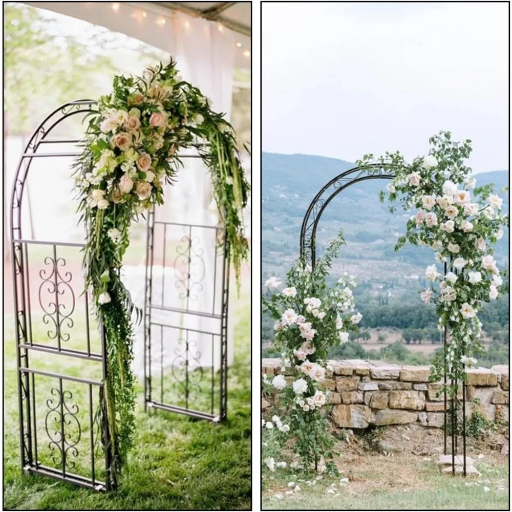 Metal Garden Arbor Trellis, Black Arch for Climbing Plants, Wedding Outdoor Arch for Ceremony, Flowers and Plants Support