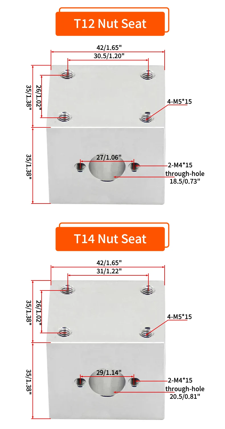 T12 Trapez schraube mit Muttern satz länge 1000-mm kp/kfl Halter vertikales Kit Kabel 2/3/4/6/8/10/12/14mm Getriebe teile – Detail 15