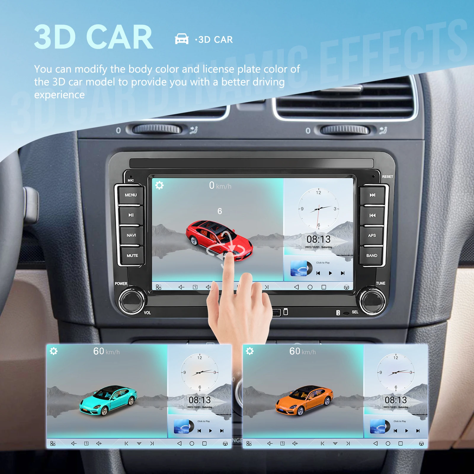 Podofo 4+64G 7'' Autoradio für VW/PASSAT/TOURAN/GOLF Multimedia-Player 8-Kern Qualcomm Carplay Android Auto DSP RDS BT Auto-Audio – Detail 19