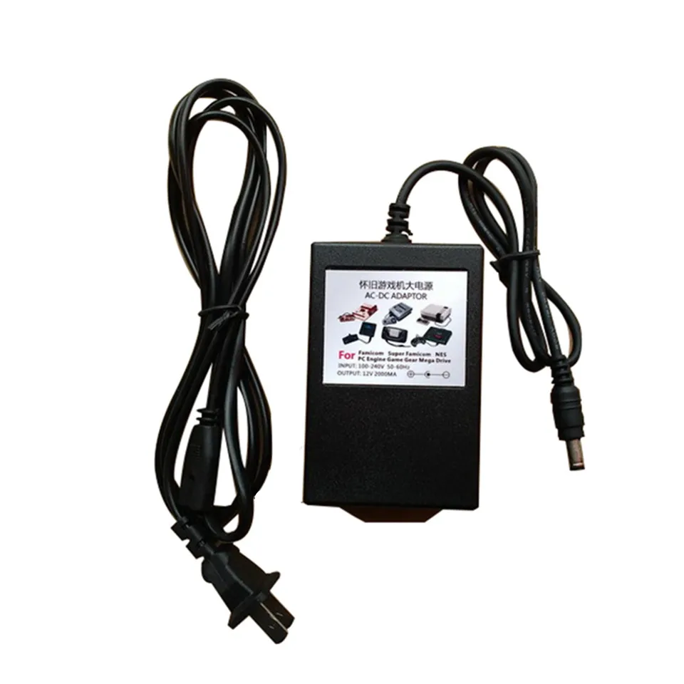Md1/fc/sfc/pce/gg/nes/mdcd電源用の高品質出力12v2a acアダプター