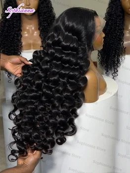 250 Density 40 42 Inch Human Hair Loose Deep Wave 13x6 Lace Front Wigs Water Wave Curly HD 13x4 Lace Frontal Wig Brazilian Black 1