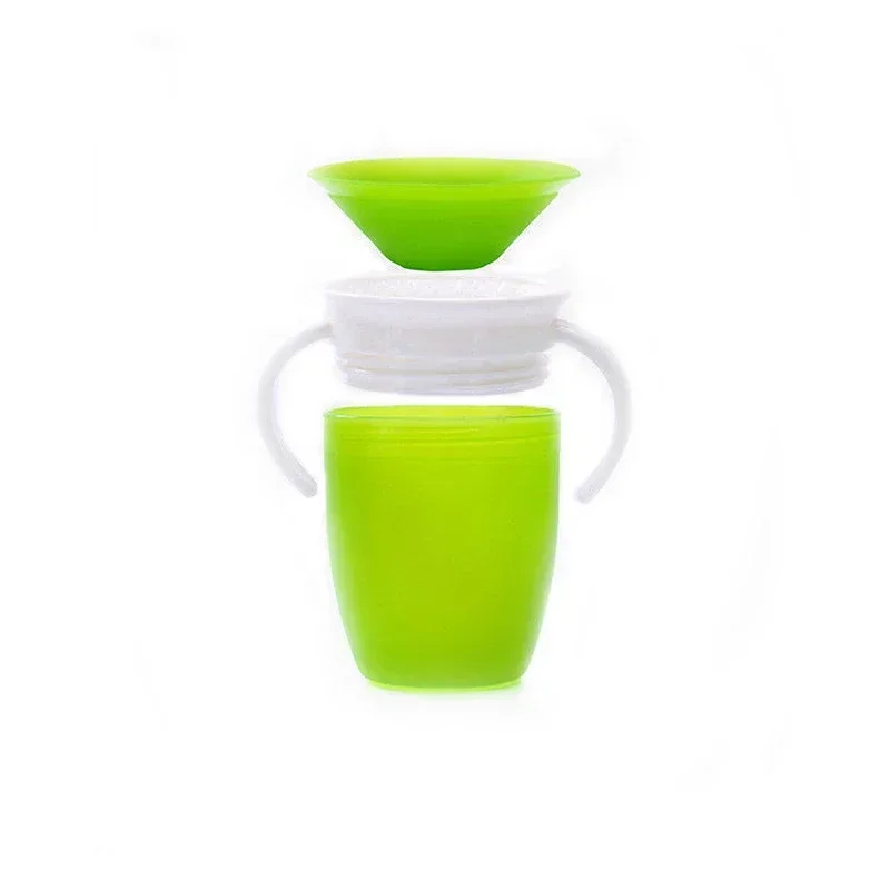 Baby Water Cups 360 Degrees Rotated Infants Water Cups Bottle Baby Learning Drinking Cup Double Handle Flip Lid Leakproof