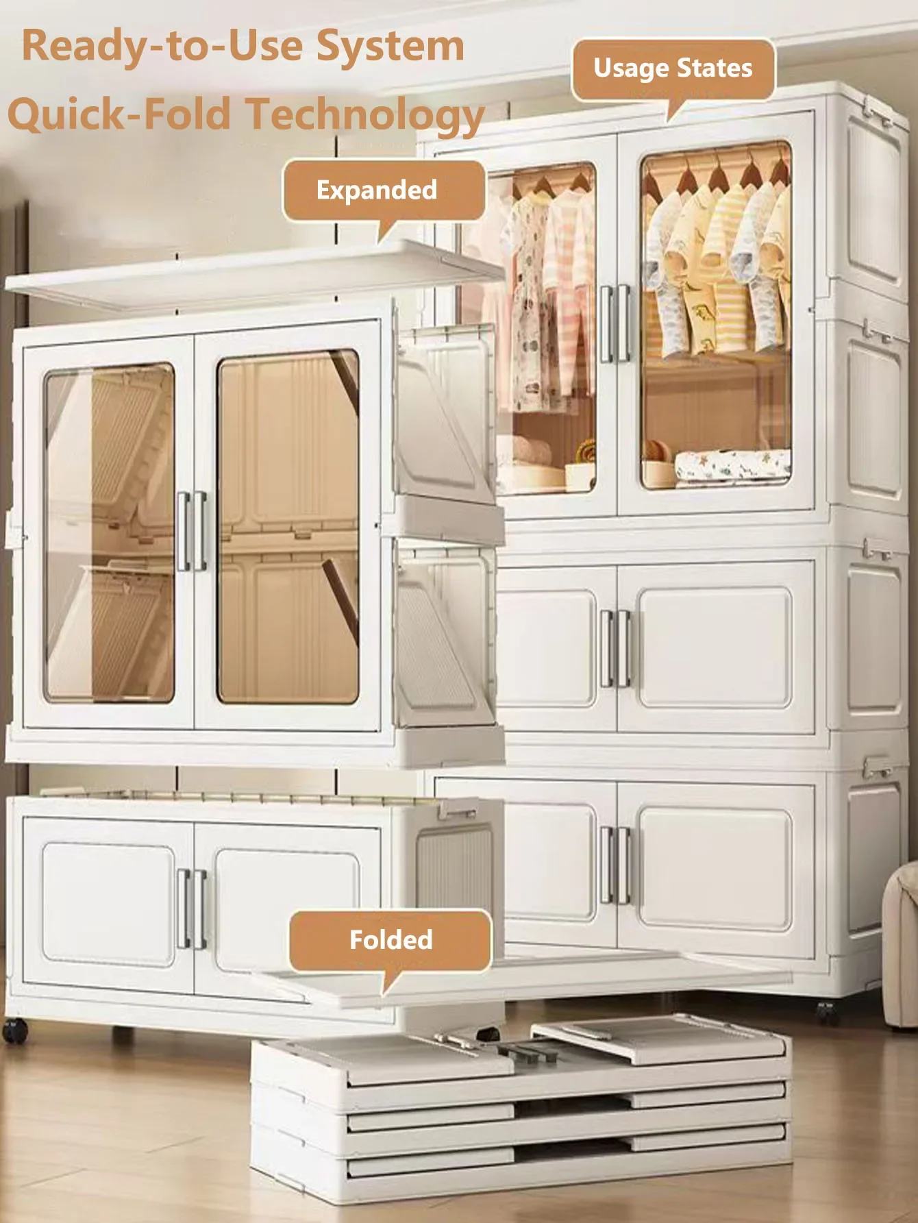Foldable Dustproof Wardrobe Multi Scene Storage Cabinet Home Organization Closet & Kitchen Solution Versatile Compact Storage