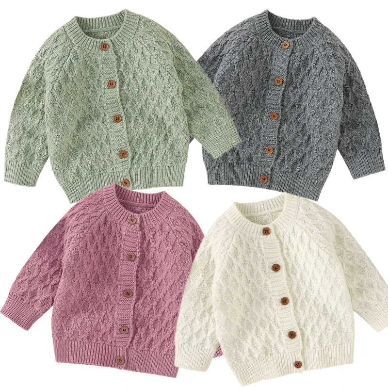 

2022 Kids Knitted Cardigan Baby Girls Boys Autumn Winter Full Sleeve Knitted Outwear Coat Toddler Boys Girls Cardigan Sweater