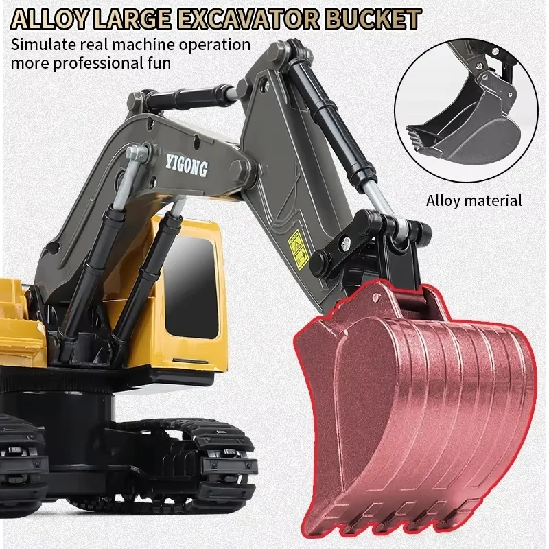 Four-Wheel Drive Remote Control Excavator 4x4 Alloy Dump Truck Excavator Loader Model Construction Vehicle Toy Children's Gift