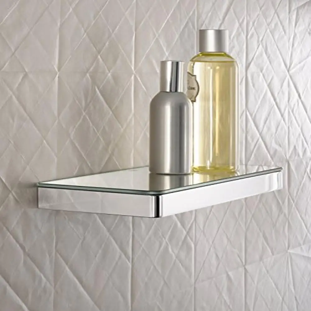 12" Chrome Metal Bathroom Shelf Durable Modern Design Wall Mount Collection Compatibilty Easy Installation Limited Lifetime