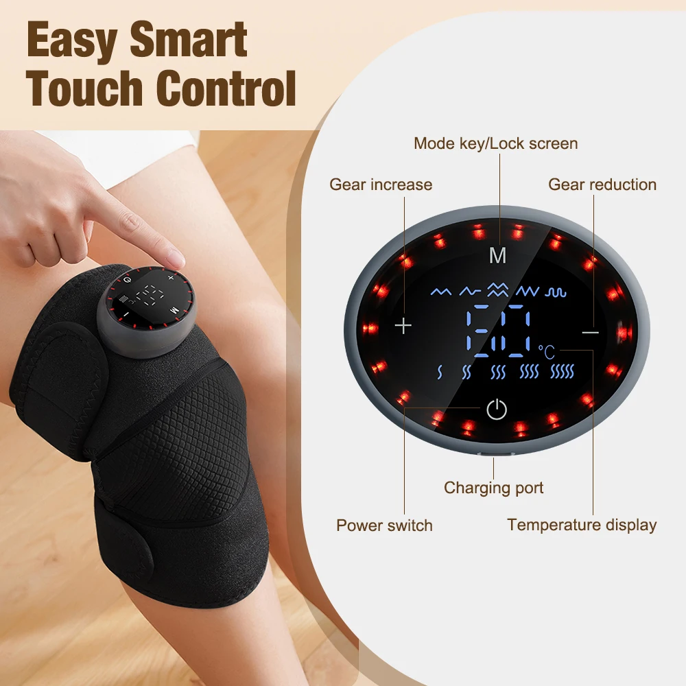 3-In-1 Multifunctional Heating Vibration Massage Knee Pad 5 Speed Vibration Hot Compress Joint Massager for Knee Shoulder Elbow