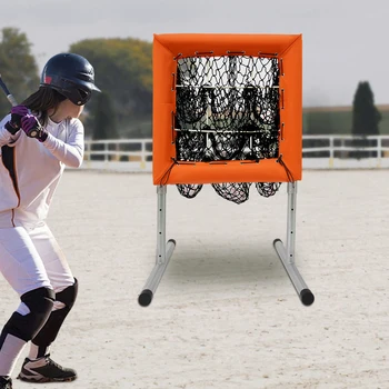 Baseball Pitching Net, Adjustable Baseball Pitching Target Net  with Strike Zone,  Portable Orange Baseball Rebounder Net 2