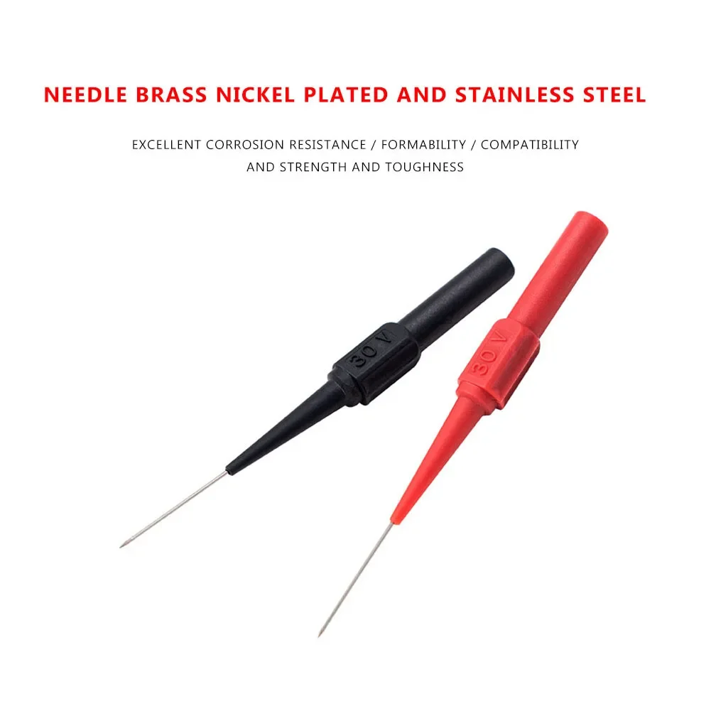100PCS 30V Diagnostic Tools Multimeter Test Lead Extention Back Piercing Needle Tip Probes Car Automotive Test Probe Kit 0.7mm