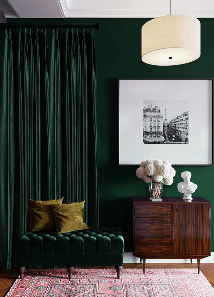 Dark Green Velvet Curtains - Luxury 80 Blackout Window Drapes for Living Room and Bedroom